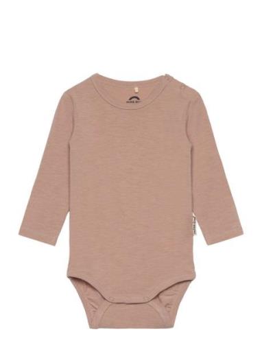 Wool/Bamboo Ls Body Bodies Long-sleeved Beige Mikk-line