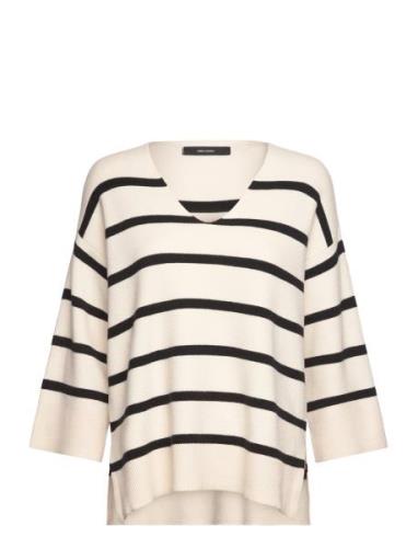 Vmsaba 3/4 V-Nck Stripe Pullover Ga Noos Tops Knitwear Jumpers Cream V...