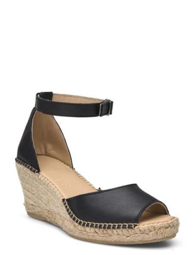 Slfingrid Leather Wedge Espadrilles Sko Wedge Beige Selected Femme