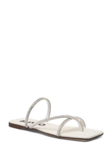 Bianco Biasissel Strappy Slide Rhinest Smooth Leather Beige