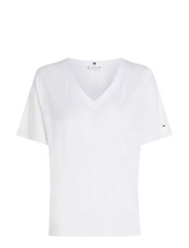 Rlx Linen Lyocell V-Nk Ss Tops T-shirts & Tops Short-sleeved White Tom...