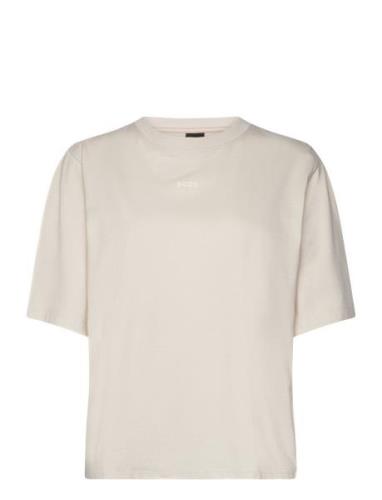 C_Enis_Small_Logo Tops T-shirts & Tops Short-sleeved Cream BOSS