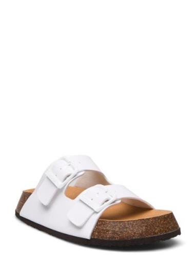 Sl Noelle 24 Pu Leather Platta Sandaler White Scholl