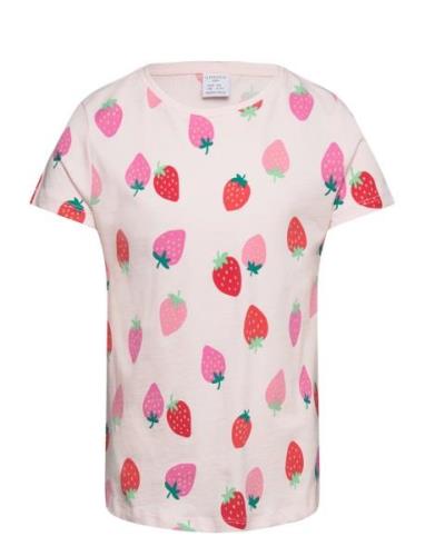 Top Ss Strawberry Aop Tops T-shirts Short-sleeved Pink Lindex