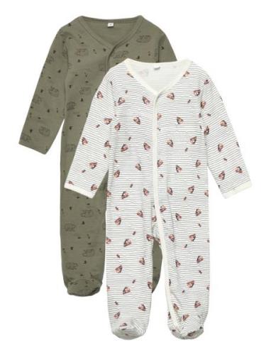 Nightsuit W/F -Buttons 2-Pack Pyjamas Sie Jumpsuit Multi/patterned Pip...