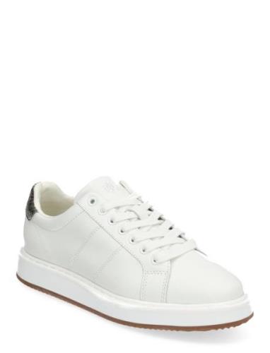 Angeline Iv Faux-Snakeskin-Trim Sneaker Låga Sneakers White Lauren Ral...