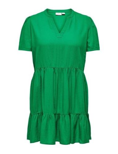 Cartiri-Caro S/S V-Neck Lin Dress Tlr Kort Klänning Green ONLY Carmako...