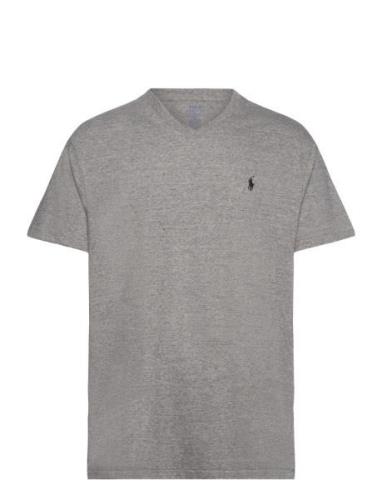 Classic Fit Jersey V-Neck T-Shirt Tops T-shirts Short-sleeved Grey Pol...