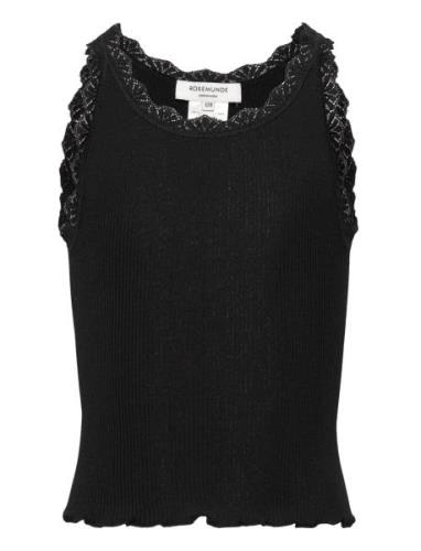 Rkbeatha Sl Top W/ Lace Tops T-shirts Sleeveless Black Rosemunde Kids