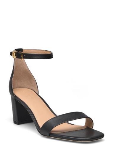 Burnished Calf-Logan-Sn-Hes Sandal Med Klack Black Lauren Ralph Lauren