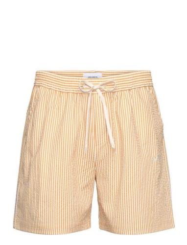 Stan Stripe Seersucker Swim Shorts Badshorts Yellow Les Deux