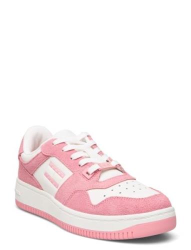 Tjw Retro Basket Washed Suede Låga Sneakers Pink Tommy Hilfiger