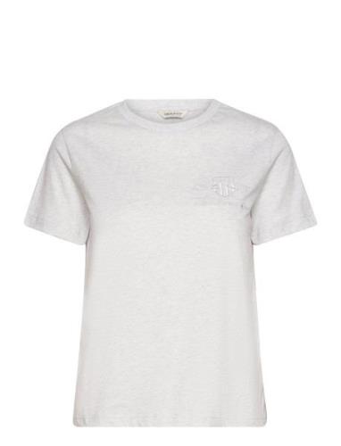 GANT Reg Tonal Shield Ss T-Shirt Grå