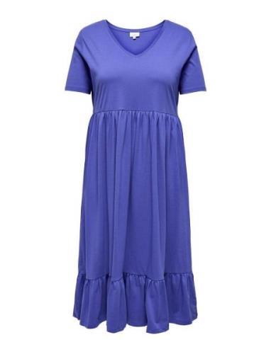 Carmay Life S/S Peplum Calf Dress Jrs Knälång Klänning Blue ONLY Carma...