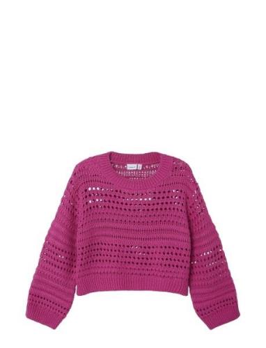 Nkfkalea Ls Loose Short Knit Tops Knitwear Pullovers Pink Name It