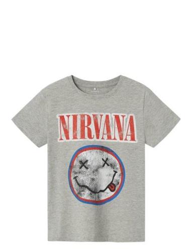 Nkmjiro Nirvana Ss Top Box Bfu Tops T-shirts Short-sleeved Grey Name I...