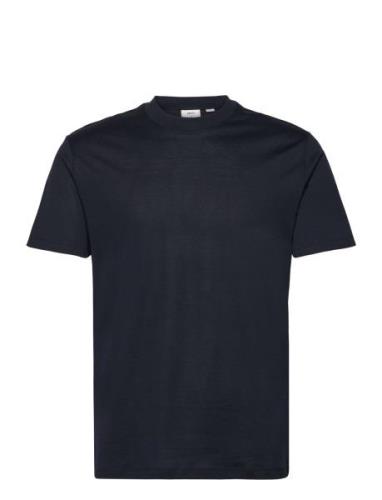 Slim-Fit Mercerised T-Shirt Tops T-shirts Short-sleeved Navy Mango