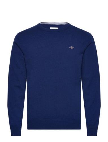 Superfine Lambswool C-Neck Tops Knitwear Round Necks Blue GANT