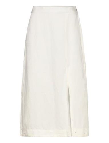 Rel Midi Linen Blend Skirt Knälång Kjol Cream GANT