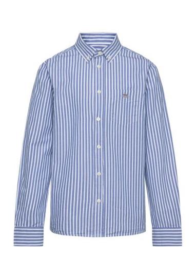 Striped Shield B.d Poplin Shirt Tops Shirts Long-sleeved Shirts Blue G...