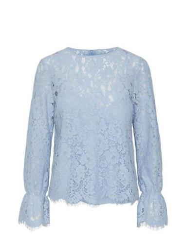 Yasperla Ls Lace Top S. Noos Tops Blouses Long-sleeved Blue YAS