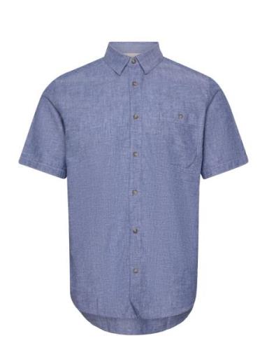 Cotton Linen Shirt Tops Shirts Short-sleeved Blue Tom Tailor
