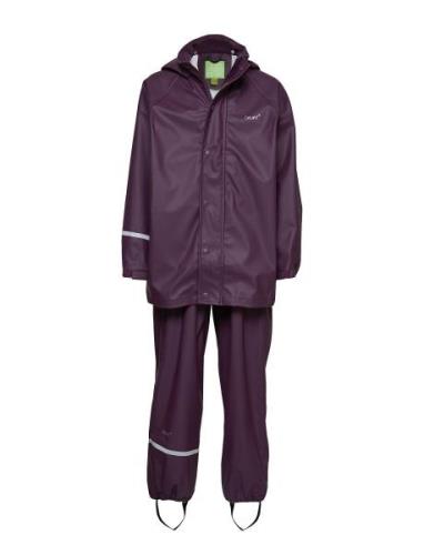 Basic Rainwear Set -Solid Pu Outerwear Rainwear Rainwear Sets Purple C...