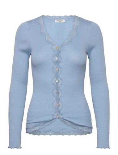 Rwbabette Ls V-Neck Regular Lace Ca Tops Knitwear Cardigans Blue Rosem...