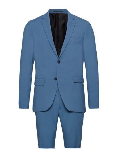 Plain Mens Suit - Normal Lenght Kostym Blue Lindbergh