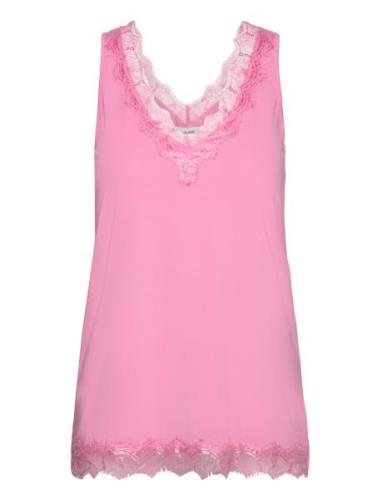 Rwbillie Sl Lace V-Neck Top Tops T-shirts & Tops Sleeveless Pink Rosem...