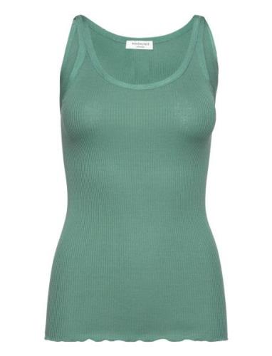 Rwbelle U-Neck Strap Elastic Top Tops T-shirts & Tops Sleeveless Green...