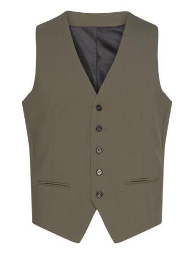 Mens Waistcoat For Suit Kostymväst Khaki Green Lindbergh