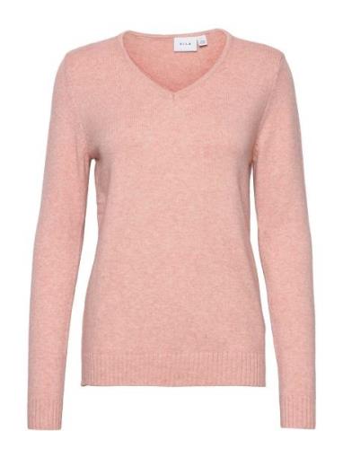 Viril V-Neck L/S Knit Top Tops Knitwear Jumpers Pink Vila