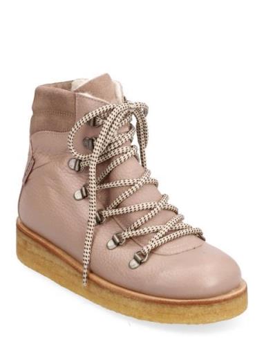 Boots - Flat Vinterkängor Med Snörning Pink ANGULUS