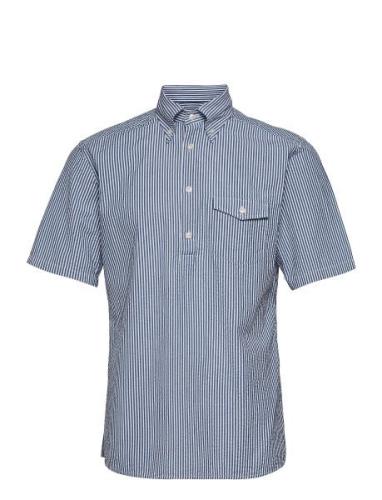 Slim Fit Casual Poplin Shirt Designers Shirts Short-sleeved Blue Eton