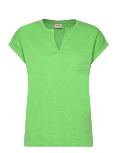 Fqviva-V-Ss-Pocket-Basic Tops T-shirts & Tops Short-sleeved Green FREE...