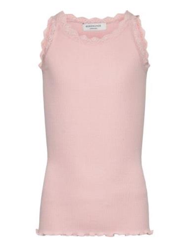 Silk Top W/ Lace Tops T-shirts Sleeveless Pink Rosemunde Kids