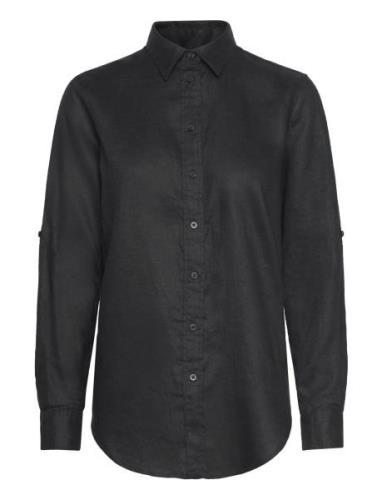 Linen Shirt Tops Shirts Long-sleeved Black Lauren Ralph Lauren