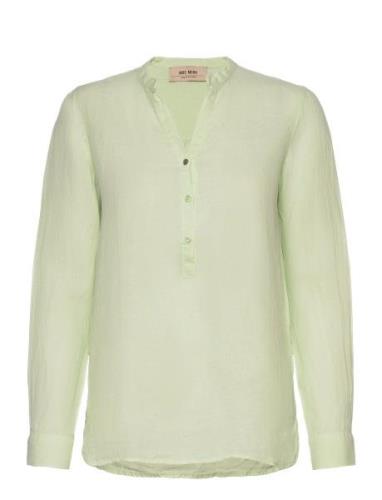 Danna Linen Blouse Tops Blouses Long-sleeved Green MOS MOSH