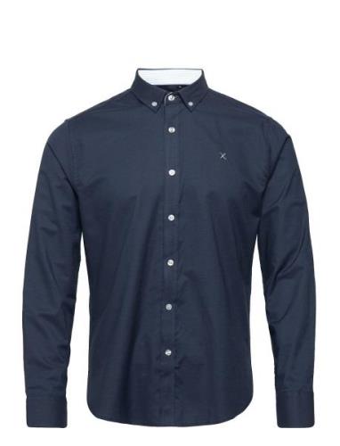 Oxford Stretch Plain L/S Tops Shirts Casual Navy Clean Cut Copenhagen