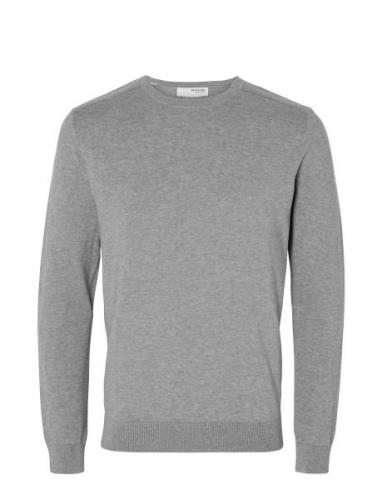 Slhberg Crew Neck Noos Tops Knitwear Round Necks Grey Selected Homme