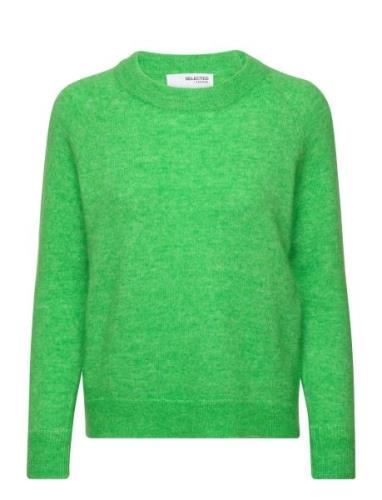 Slflulu Ls Knit O-Neck Tops Knitwear Jumpers Green Selected Femme