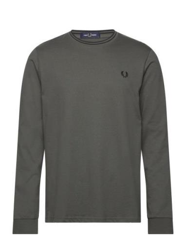 Twin Tipped T-Shirt Tops T-shirts Long-sleeved Khaki Green Fred Perry