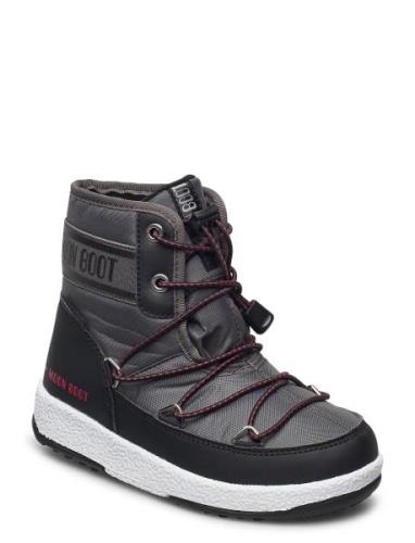 Mb Jr Boy Mid Wp 2 Vinterkängor Med Snörning Grey Moon Boot