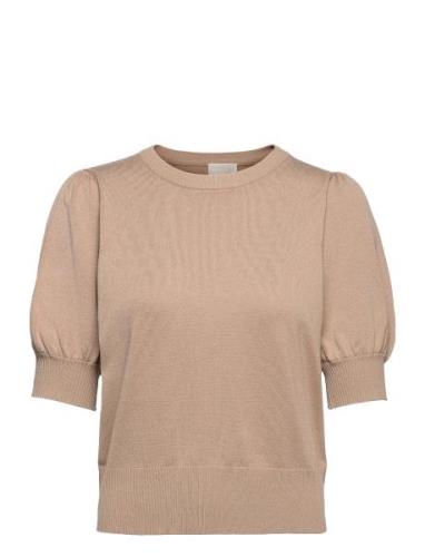 Liva Knit Tee Tops Knitwear Jumpers Beige Minus