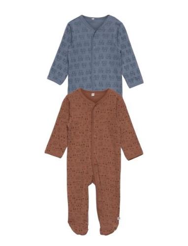 Nightsuit W/F -Buttons 2-Pack Pyjamas Sie Jumpsuit Brown Pippi