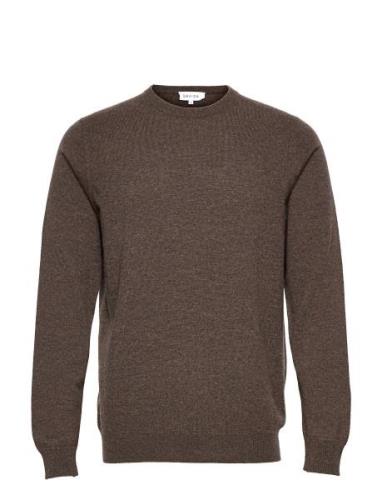 Man O-Neck Plain Designers Knitwear Round Necks Brown Davida Cashmere