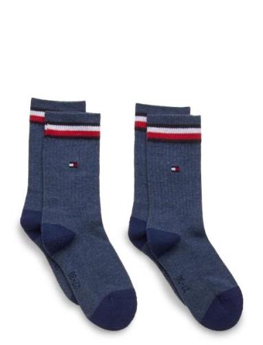 Th Kids Iconic Sports Sock 2P Sockor Strumpor Blue Tommy Hilfiger