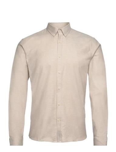 Yarn Dyed Oxford Superflex Shirt Tops Shirts Casual Beige Lindbergh