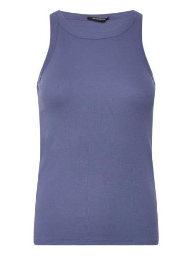 Katybb Rib Tank Top Tops T-shirts & Tops Sleeveless Blue Bruuns Bazaar